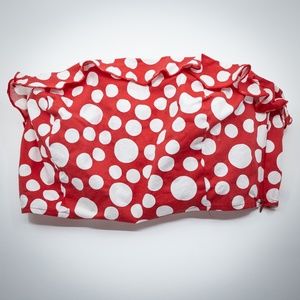 Red with White Polka Dots, Bare Shoulder Crop Top